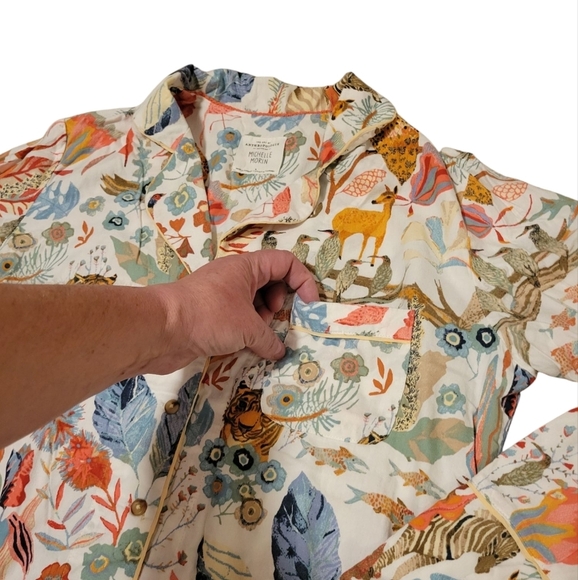 Anthropologie x Michele Morin Set ANIMALIA Zoo Wildlife Print Women's Small Pj's - Picture 9 of 15